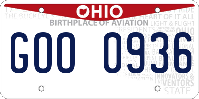 OH license plate GOO0936