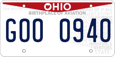 OH license plate GOO0940