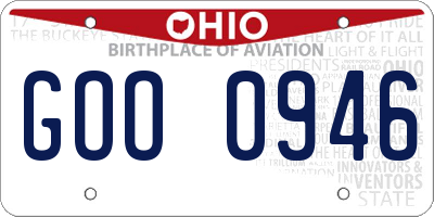 OH license plate GOO0946