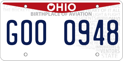 OH license plate GOO0948