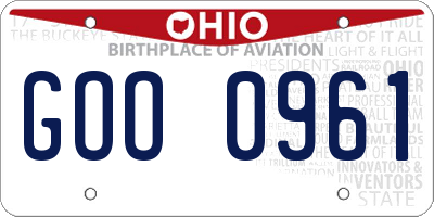 OH license plate GOO0961