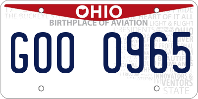 OH license plate GOO0965
