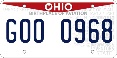 OH license plate GOO0968
