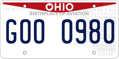 OH license plate GOO0980