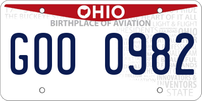 OH license plate GOO0982