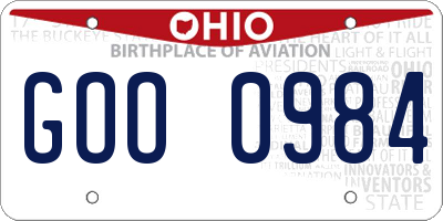 OH license plate GOO0984