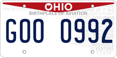OH license plate GOO0992