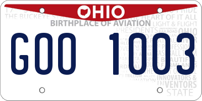 OH license plate GOO1003
