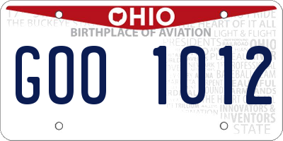OH license plate GOO1012