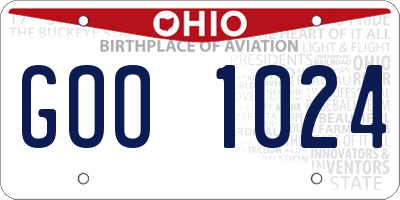 OH license plate GOO1024