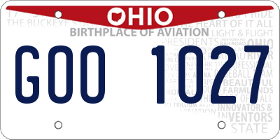 OH license plate GOO1027