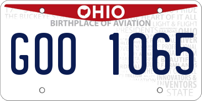 OH license plate GOO1065