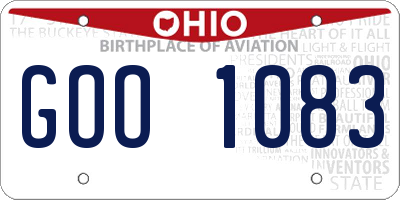 OH license plate GOO1083