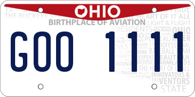 OH license plate GOO1111