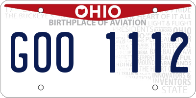 OH license plate GOO1112