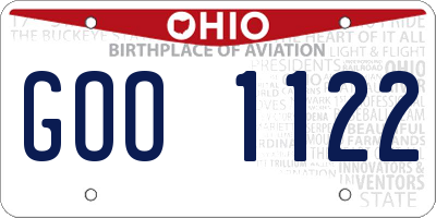 OH license plate GOO1122