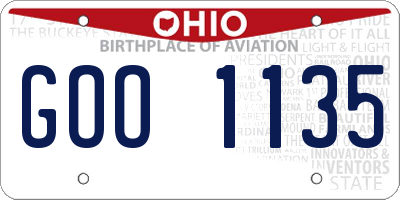 OH license plate GOO1135