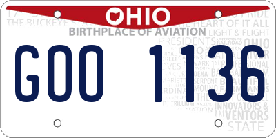 OH license plate GOO1136