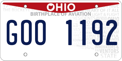 OH license plate GOO1192