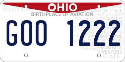 OH license plate GOO1222