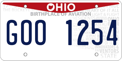 OH license plate GOO1254