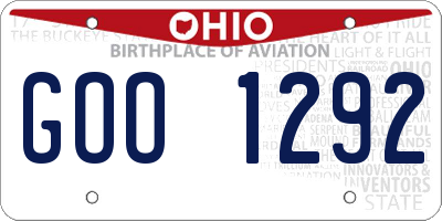 OH license plate GOO1292