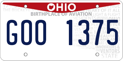 OH license plate GOO1375