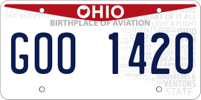 OH license plate GOO1420