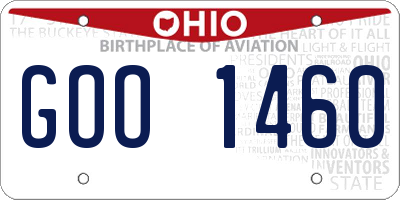 OH license plate GOO1460