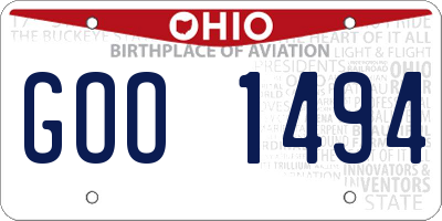 OH license plate GOO1494