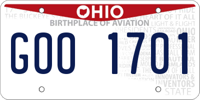 OH license plate GOO1701