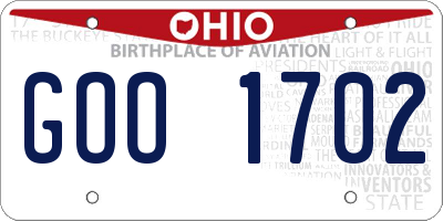 OH license plate GOO1702