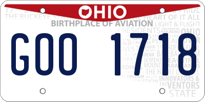 OH license plate GOO1718