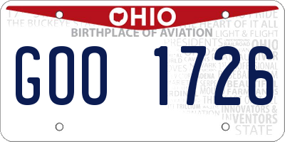 OH license plate GOO1726