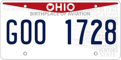 OH license plate GOO1728