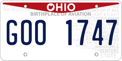 OH license plate GOO1747