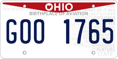 OH license plate GOO1765
