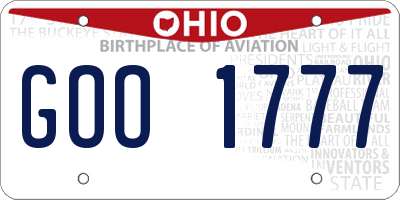 OH license plate GOO1777