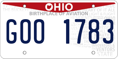OH license plate GOO1783
