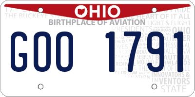OH license plate GOO1791