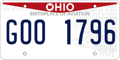 OH license plate GOO1796