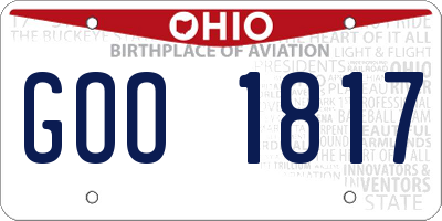 OH license plate GOO1817