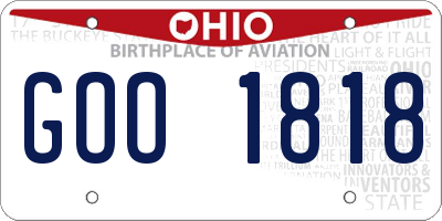 OH license plate GOO1818