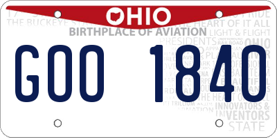 OH license plate GOO1840