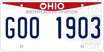 OH license plate GOO1903