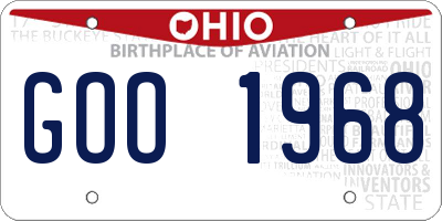 OH license plate GOO1968