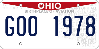 OH license plate GOO1978