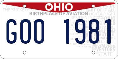 OH license plate GOO1981