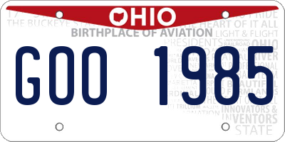 OH license plate GOO1985