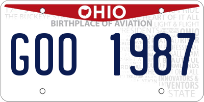 OH license plate GOO1987